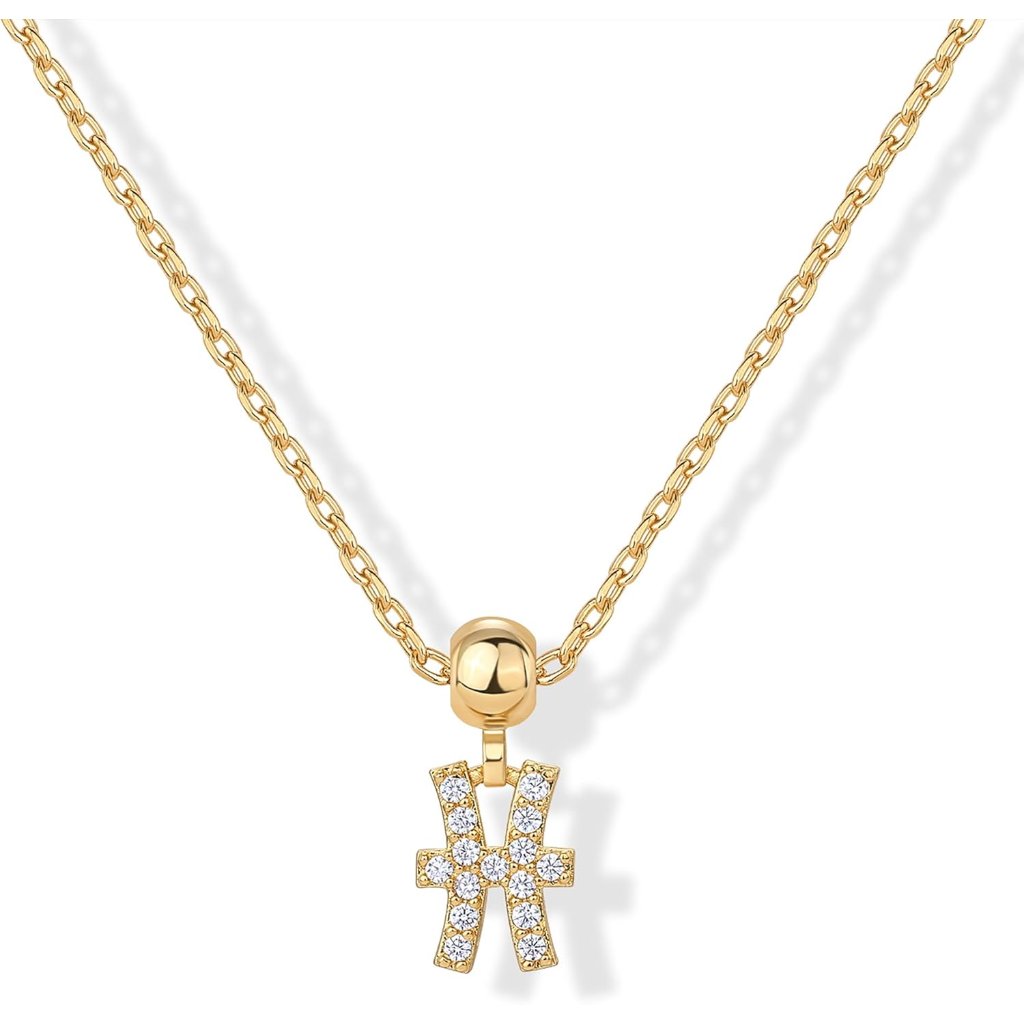 14k Gold Plated Dainty Zodiac Necklace With Charms - Adjustable Chain Gold Charm